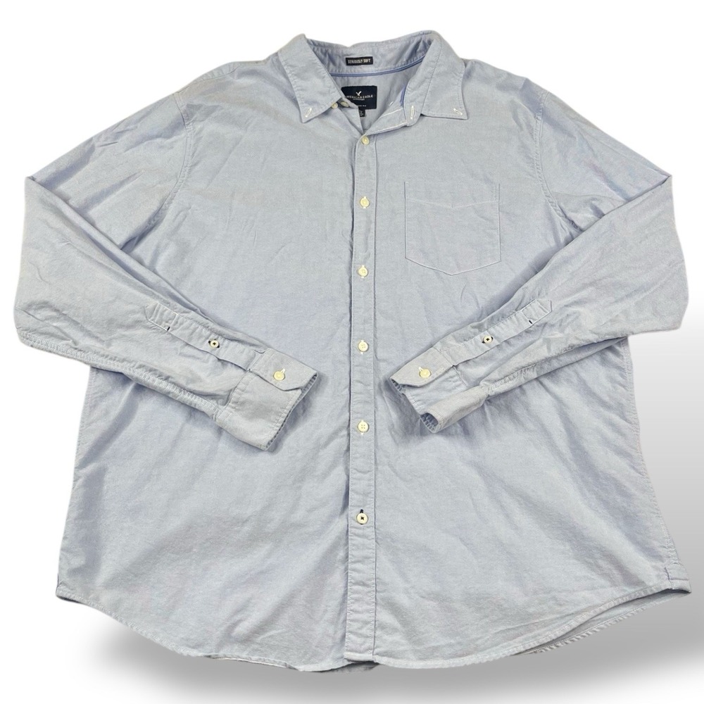 American Eagle Button Up Light Blue Seriously Soft Oxford Men's Size XXL